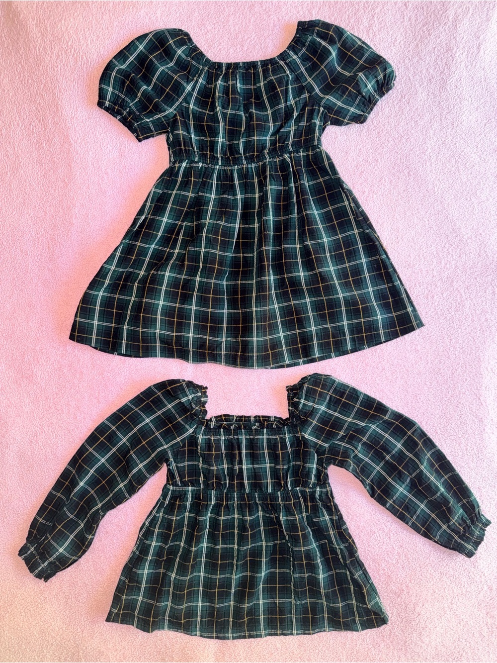 Old Navy Green Plaid Smocked Dress & Top Set